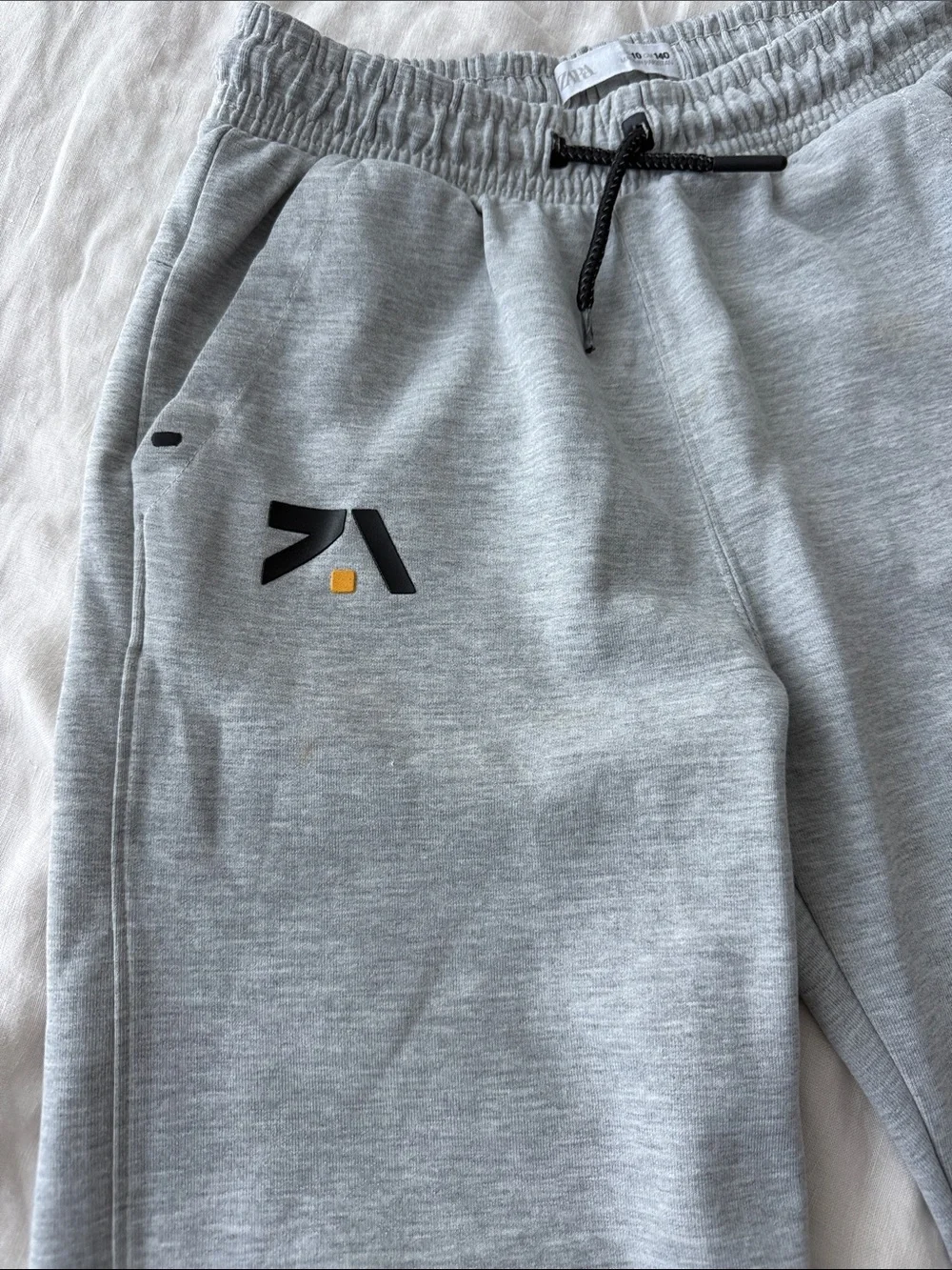 Zara Light Gray Drawstring Joggers with Zip Thigh Pocket